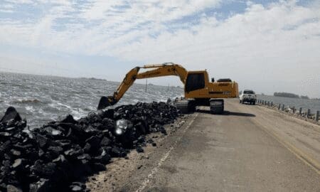 Ruta 7: Avanzan los trabajos para restablecer la circulación a la altura de la laguna La Picasa