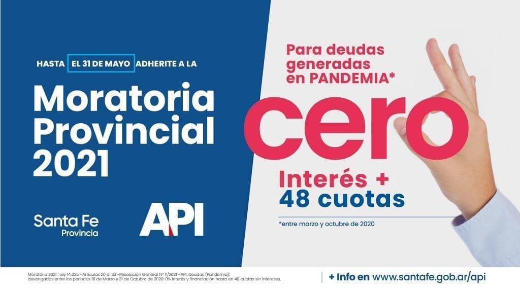 API: Rige en la provincia una nueva moratoria tributaria hasta el 31 de mayo próximo