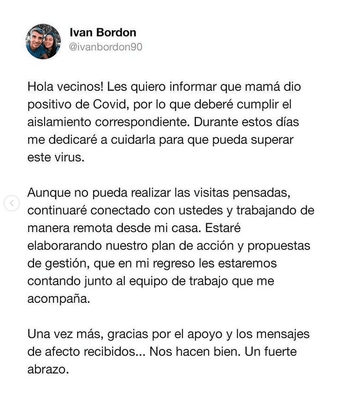 Santa Isabel: Iván Bordón deberá estar aislado por ser contacto estrecho de un caso de Covid-19