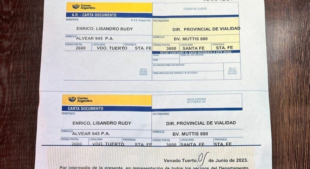 Cansado de insistir el senador Enrico le envió una carta documento a Vialidad Provincial por abandono de obra en Ruta 90