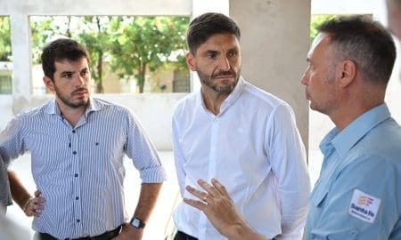Pullaro visitó la reactivación de la obra en la Escuela Nº 238 de Venado Tuerto