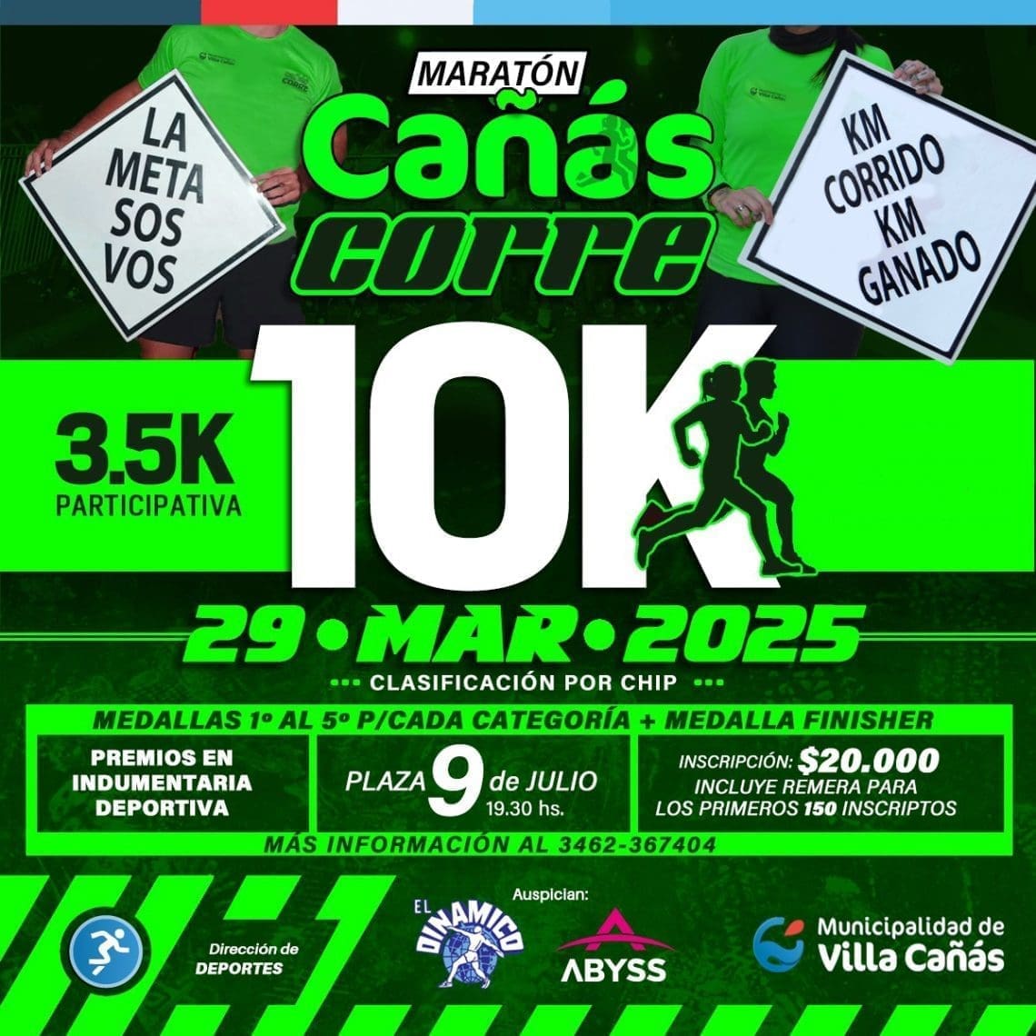 El 29 de marzo se disputará la Maratón Cañás Corre