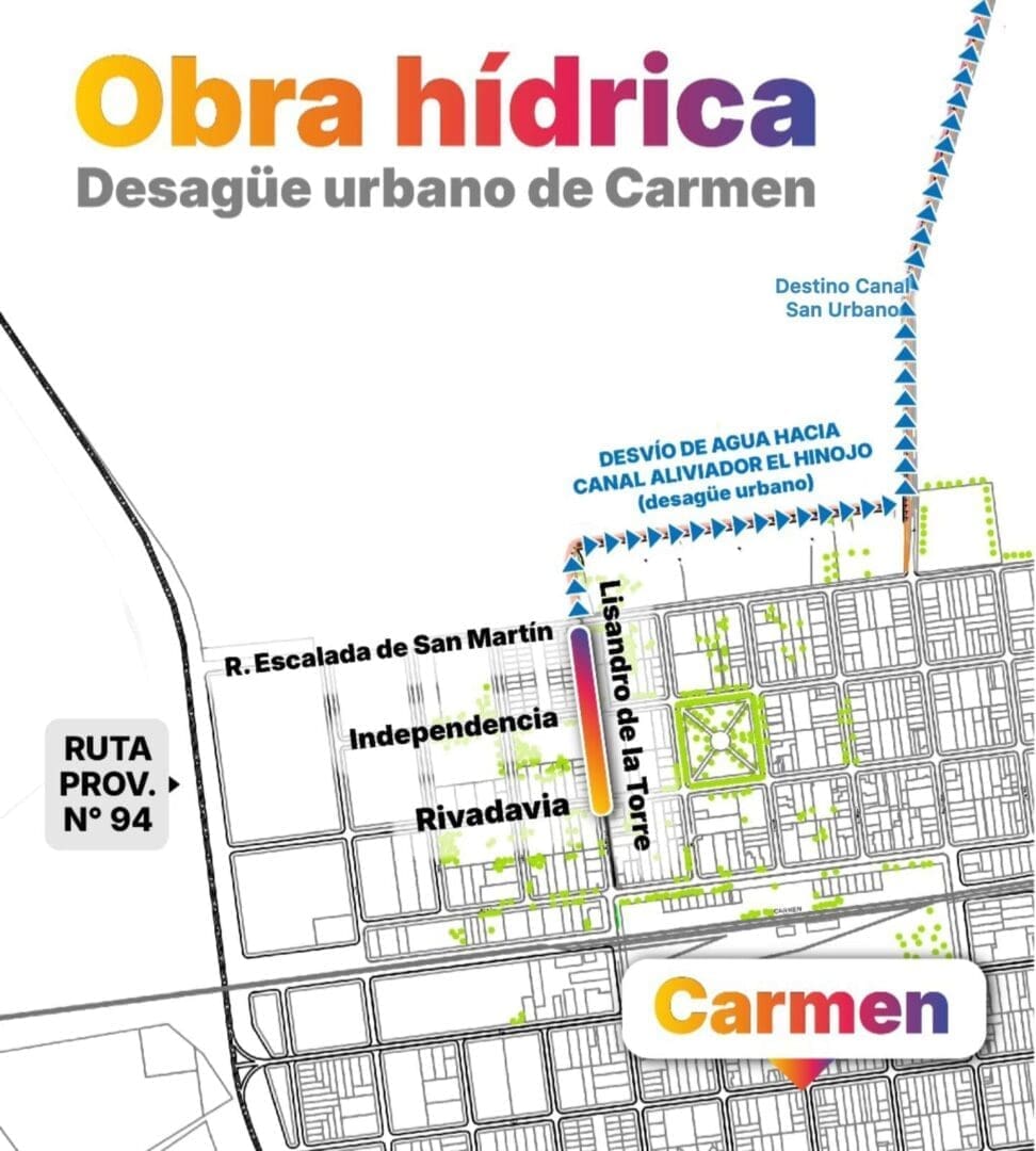 Obra en etapa final: Provincia realiza los últimos trabajos para dejar listos y óptimos los desagües urbanos de Carmen Obra en etapa final: Provincia realiza los últimos trabajos para dejar listos y óptimos los desagües urbanos de Carmen