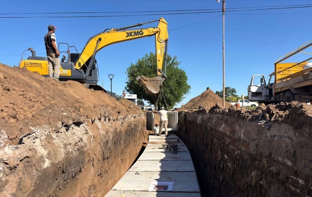 Villa Cañás: Obra de desagüe en el acceso de Avenida 50 y Ruta 94