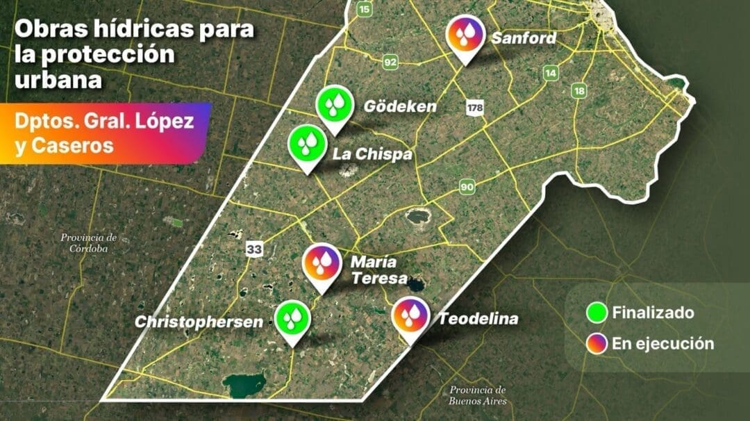Obras hídricas: La Provincia invierte más de $900 millones para reducir el impacto de lluvias en el sur santafesino Obras hídricas: La Provincia invierte más de $900 millones para reducir el impacto de lluvias en el sur santafesino