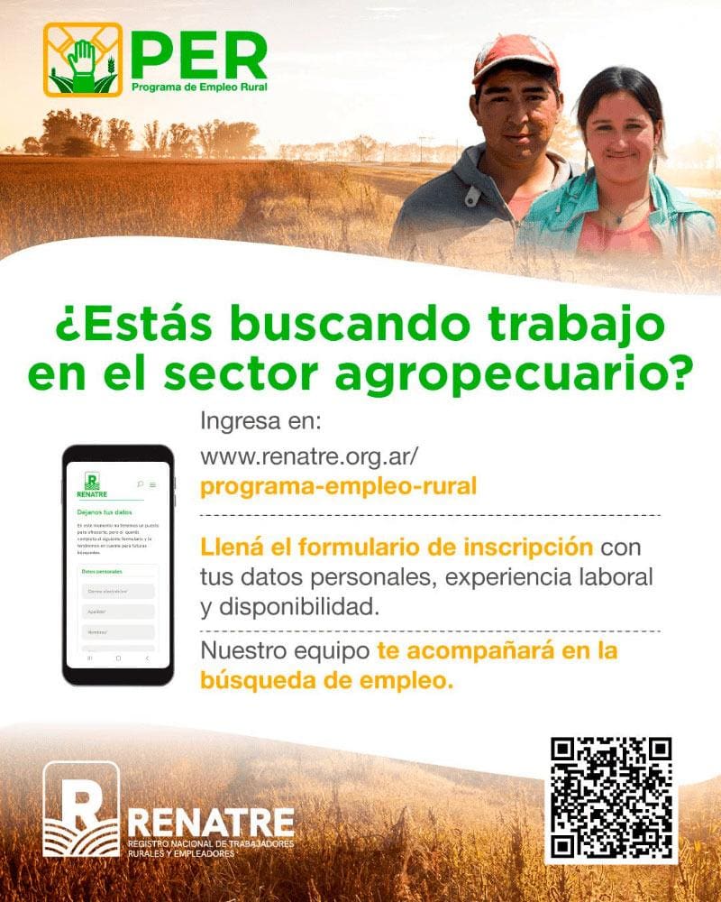 Empleo rural: Abrieron la inscripción para buscar trabajo